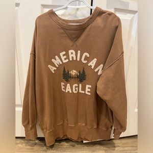 NWOT American Eagle Oversized Crewneck Sweatshirt, Mountain Graphic with Text
